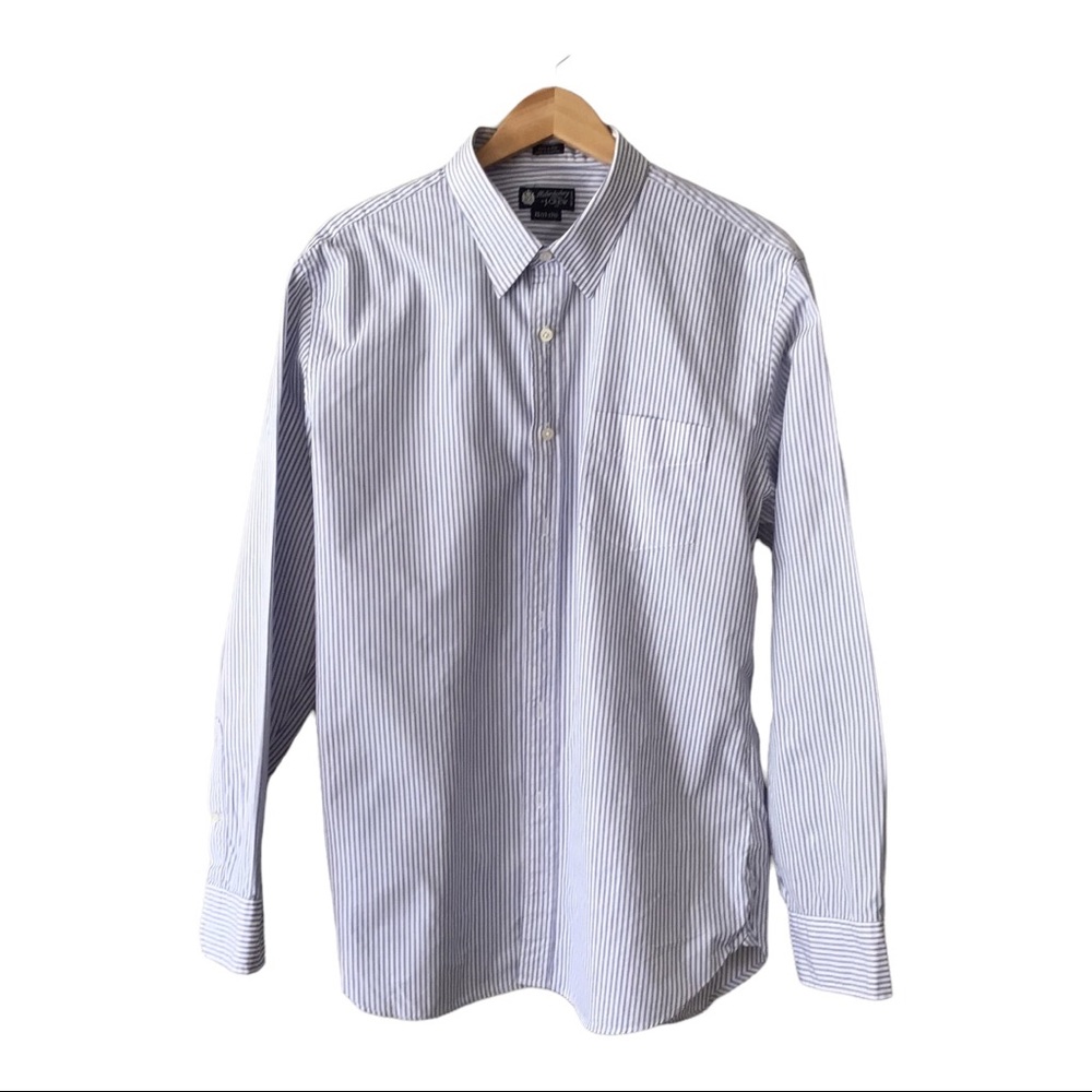 J Crew Haberdashery 80s 2-ply Cotton Men’s Dress Shirt XL 17-17.5 Blue/White EUC